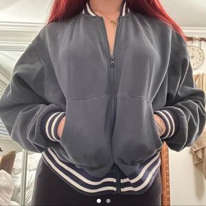 Dark green/ grey cotton jersey jacket. Fleece inside